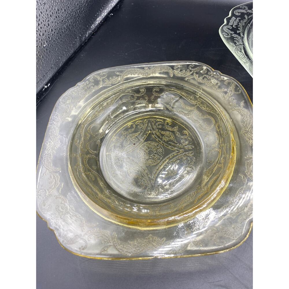 3 VTG Federal Glass Depression Glass Madrid Pattern Yellow Amber Soup Salad Bowl - Picture 4 of 6